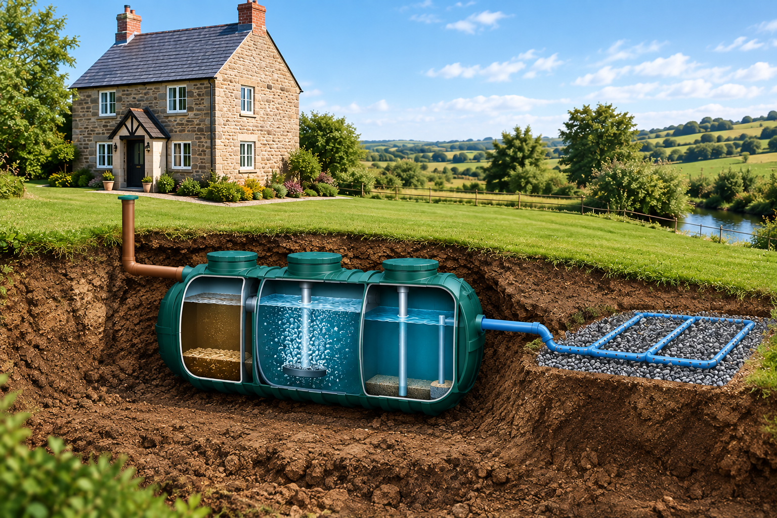 Mini treatment plant dug under soil